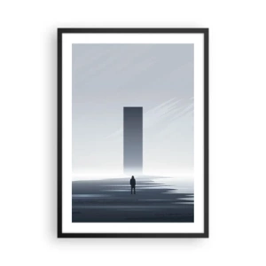 Poster in black frame - A minimalist scene with a mysterious monolith in cold tones. - 50x70cm - Opportunity or Threat? - Modern wall decoration for the living room and bedroom ARTTOR