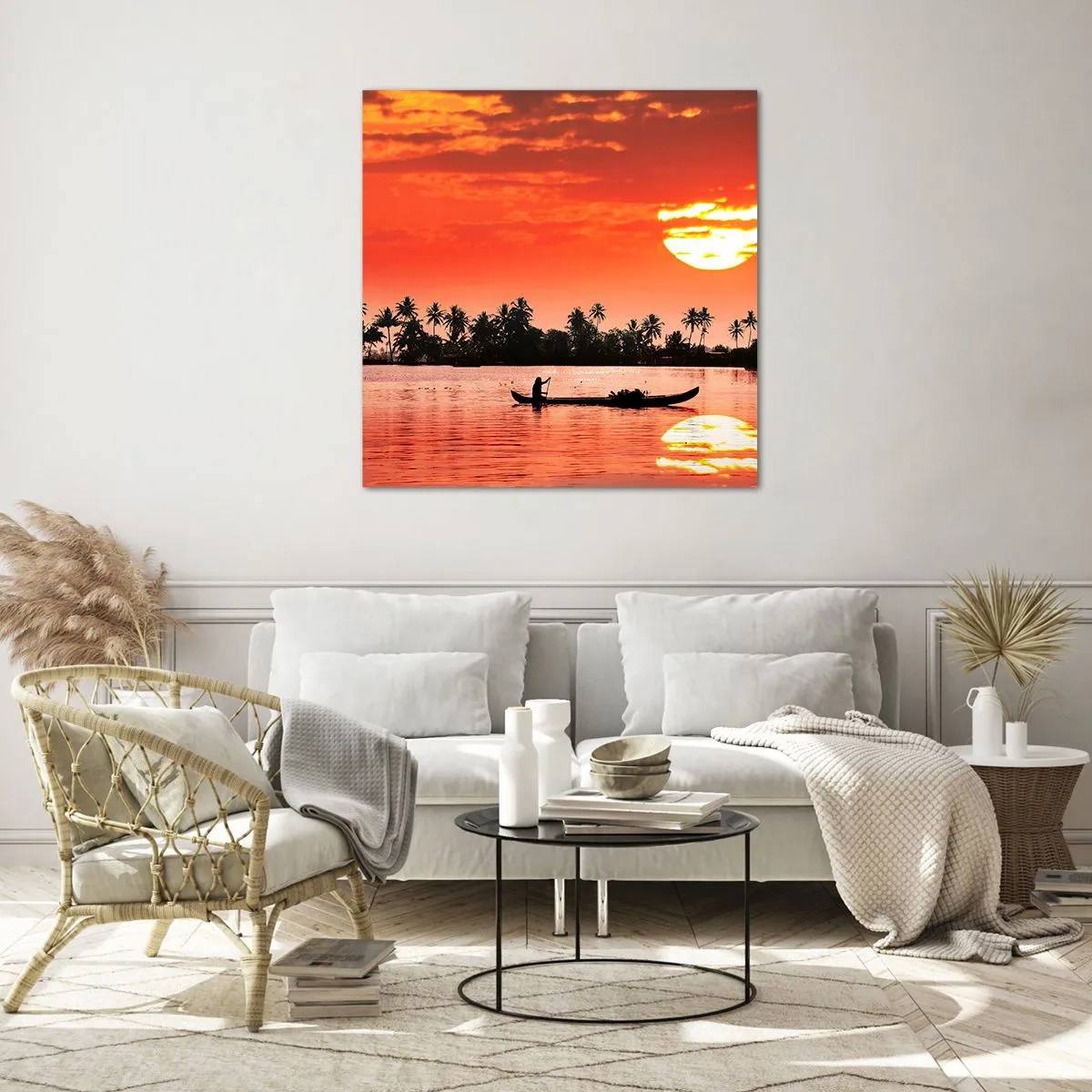 Glass picture - Peace of the Tropics at Sunset - 30x30 cm