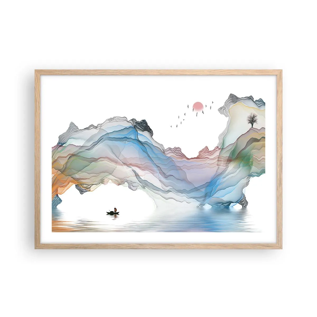 Poster in light oak frame - Towards Crystal Mountains - 70x50 cm