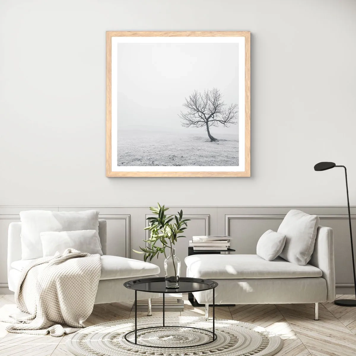 Poster in light oak frame - Against Nothingness - 40x40 cm