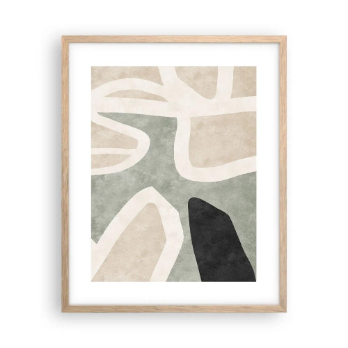 Poster in light oak frame - Composition with a Black Motif - 40x50 cm