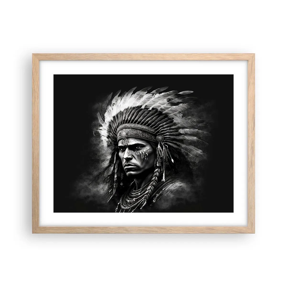 Poster in light oak frame - Chief and Warrior - 50x40 cm