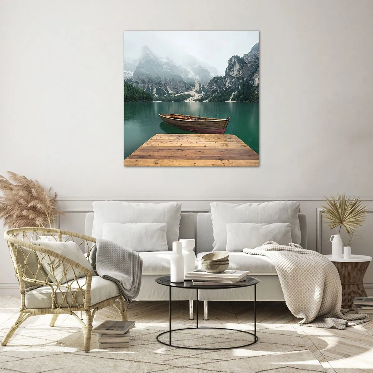 Glass picture - Boat Found Solitude - 30x30 cm