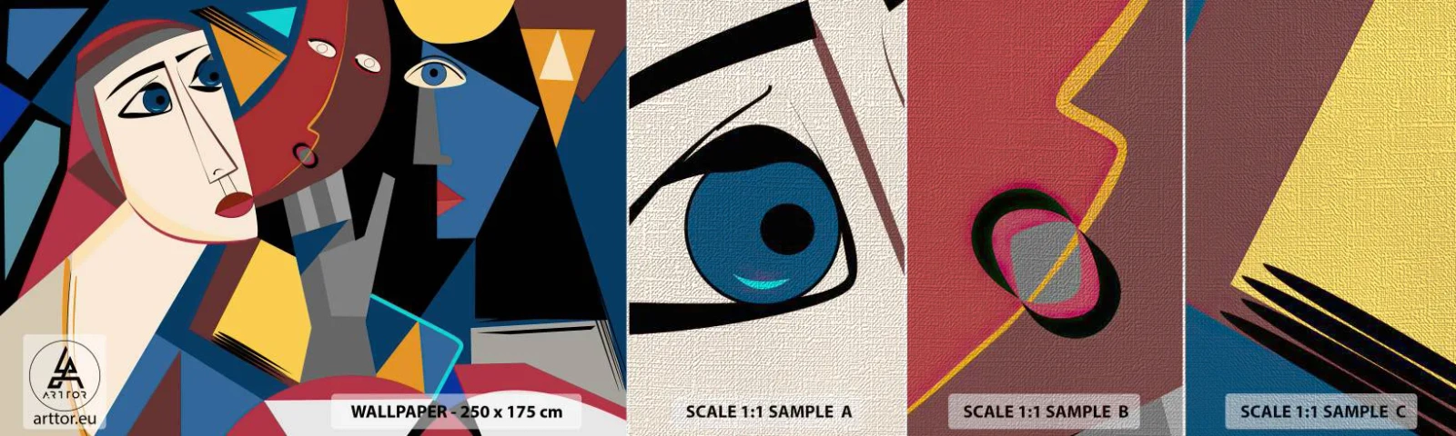 Photo Wallpaper Sample Premium Canvas - Conversation of Cubists - People, Cubism, Portrait - 100x30 cm