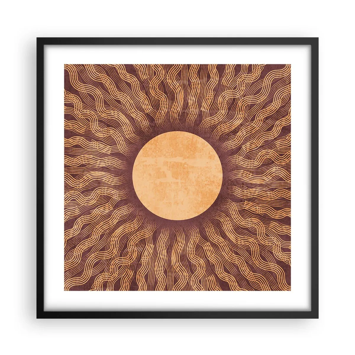 Poster in black frame - Sun Icon - 50x50 cm