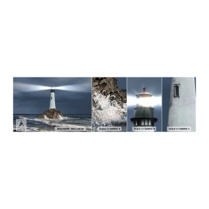 Photo Wallpaper Sample Self-Adhesive Deluxe Sticker - Here…Here…Here! - Landscape, Lighthouse, Island - 100x30 cm