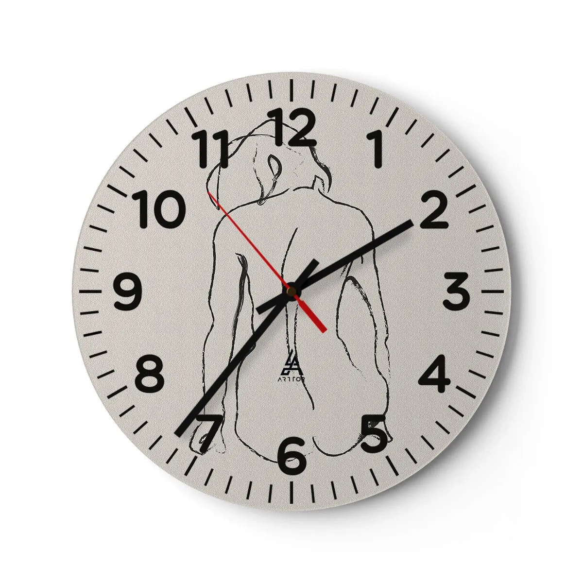 Wall clock - Clock on glass - Woman Nude - 30x30 cm