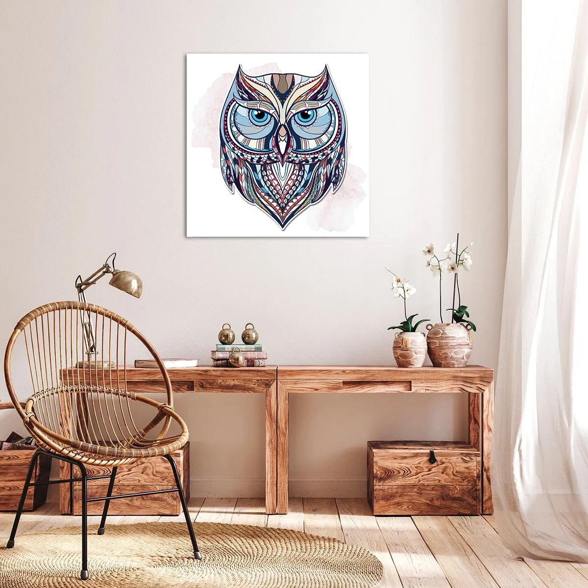 Canvas picture - Ornamental Owl - 50x50 cm