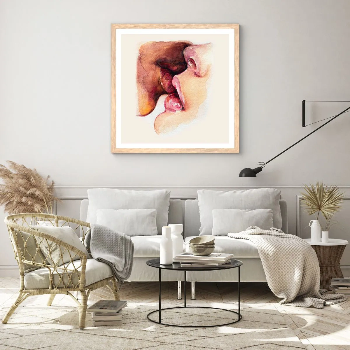 Poster in light oak frame - Like Night and Day, Earth and Heaven - 50x50 cm