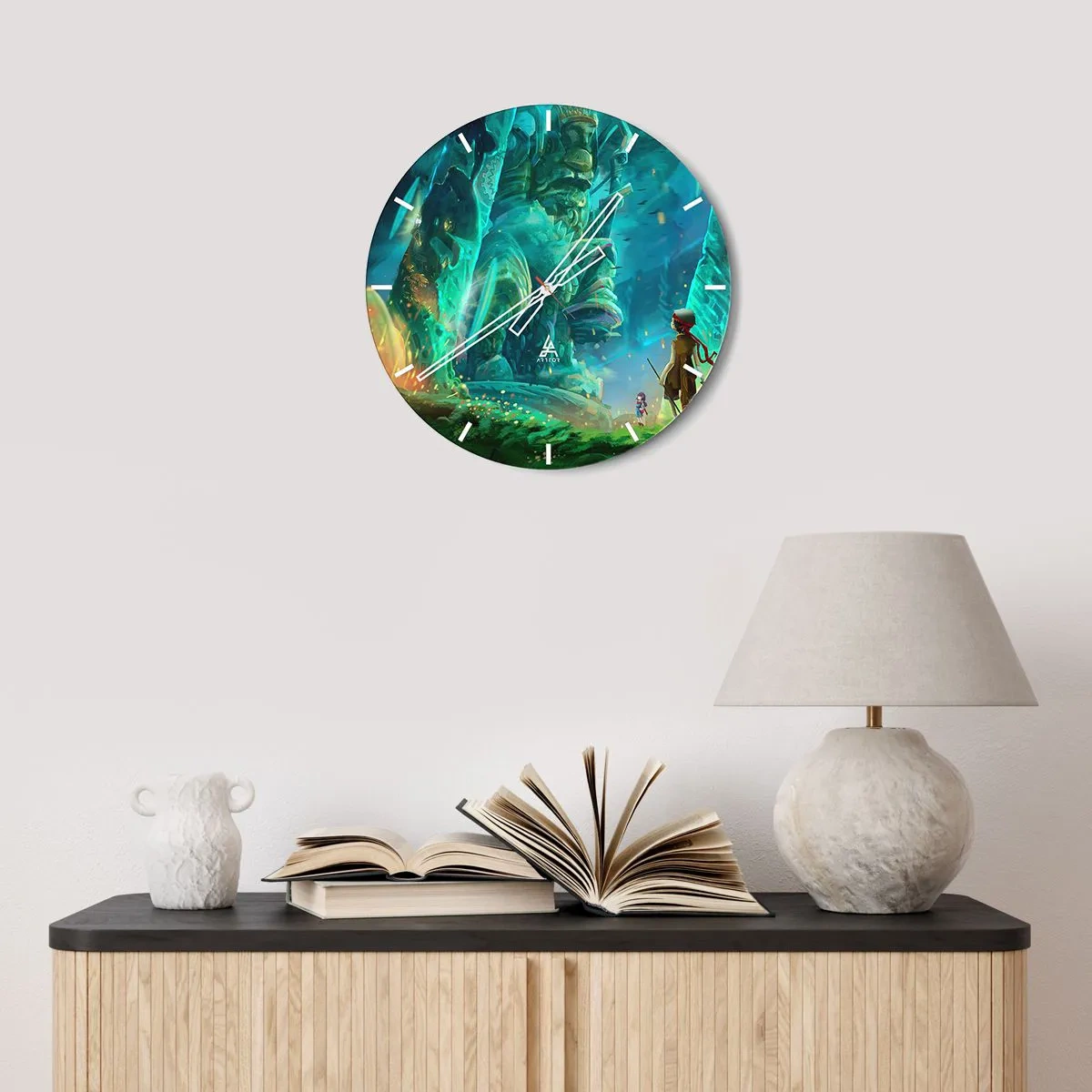 Wall clock - Clock on glass - From a Book of Fairy Tales - 30x30 cm