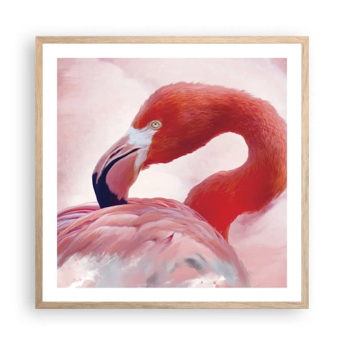 Poster in light oak frame - Bird Look - 60x60 cm