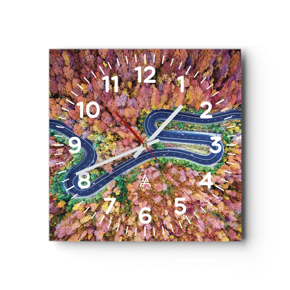 Wall clock - Clock on glass - Winding Path through a Forest - 40x40 cm