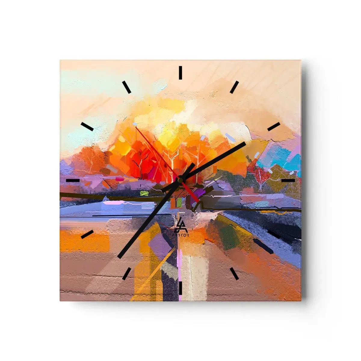 Wall clock - Clock on glass - Autumn Has Arrived - 40x40 cm