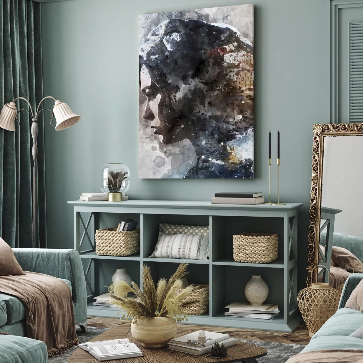 Canvas picture - Tale about a Girl with a City in the Background - 80x120 cm