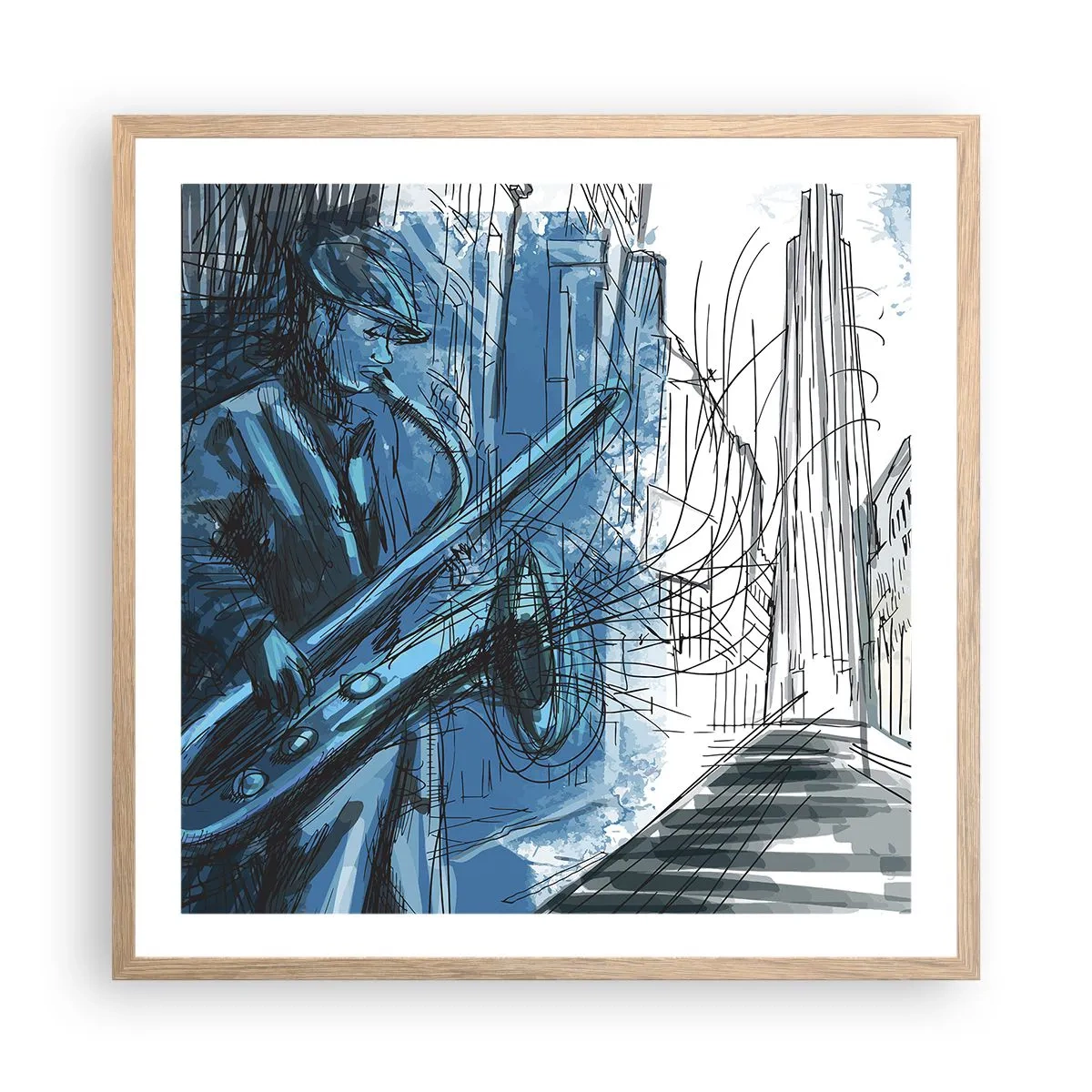 Poster in light oak frame - City Rhapsody - 60x60 cm