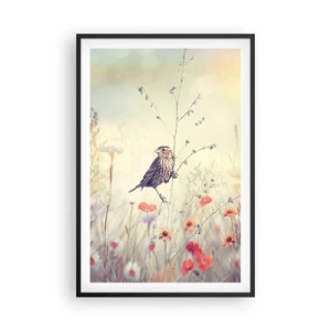 Poster in black frame - Bird Portrait with a Meadow in the Background - 61x91 cm