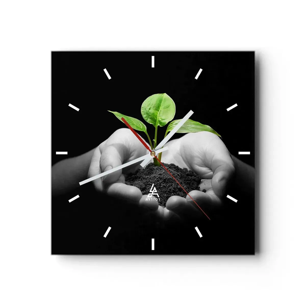 Wall clock - Clock on glass - I Love Nature, I Protect It - 40x40 cm
