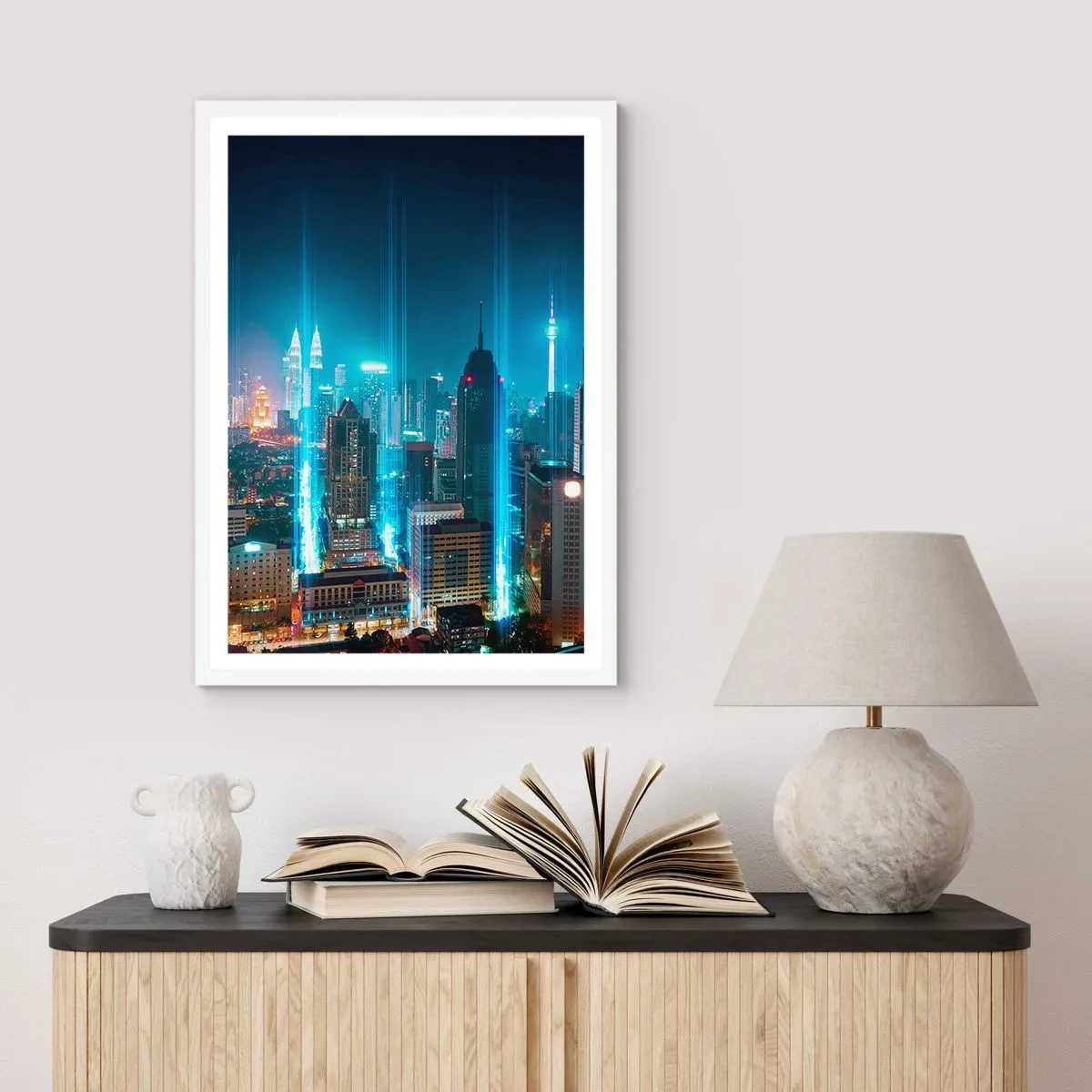 Poster in white frmae - Berlin Lights - 61x91 cm