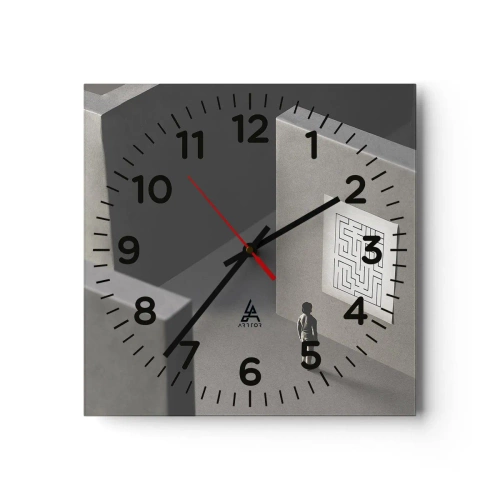 Wall clock - Clock on glass - But Where Am I? - 30x30 cm