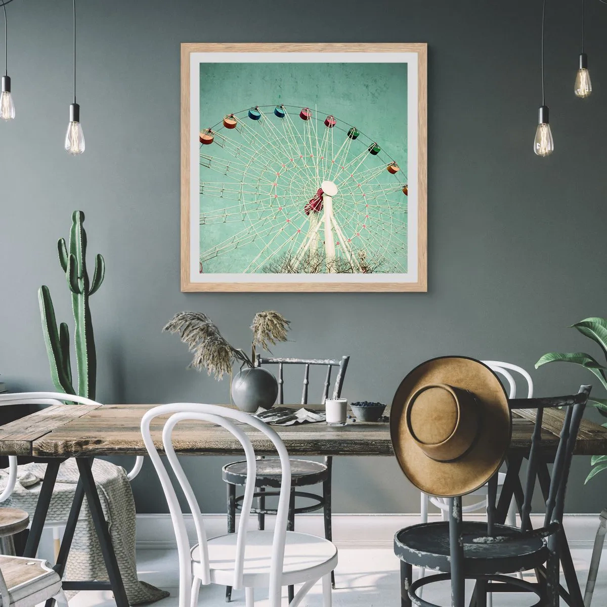 Poster in light oak frame - Come Have Fun - 60x60 cm