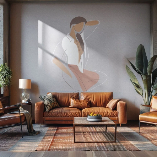 Custom Wallpaper Premium Canvas - Outline of Charm - Woman, Graphics, Model