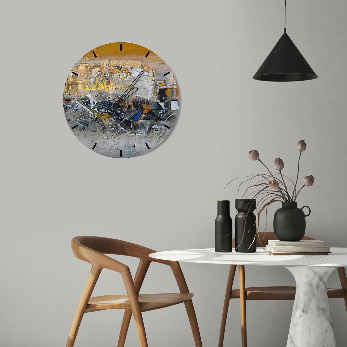 Wall clock - Clock on glass - All Will Work out - 30x30 cm