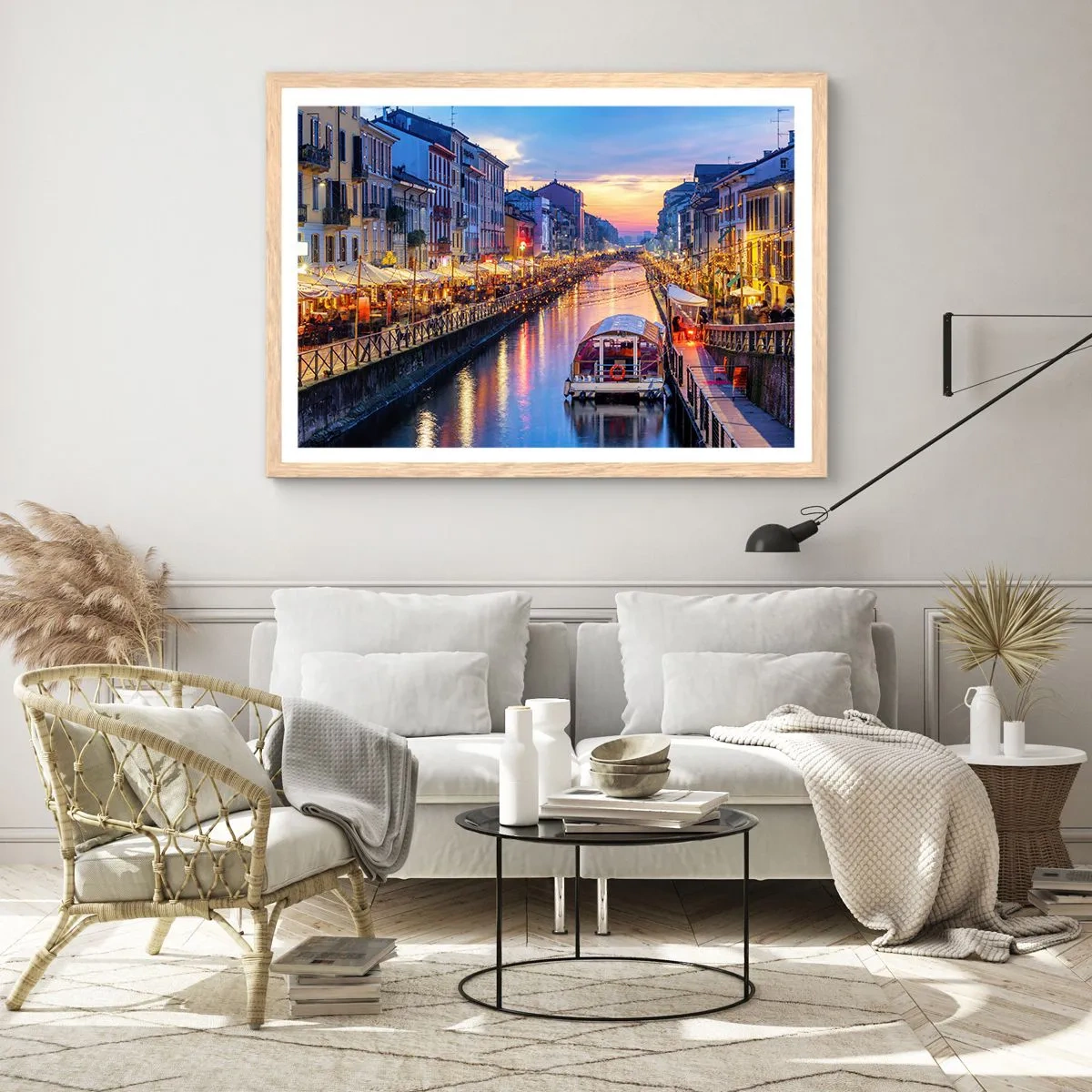 Poster in light oak frame - Evening of Light and Fun - 50x40 cm