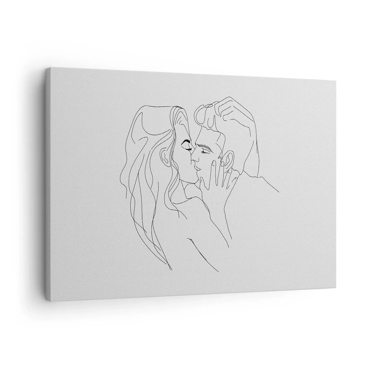Canvas picture - The outline of a couple kissing on a light background - 70x50cm - With the Same Line - Modern wall decoration for the living room and bedroom ARTTOR