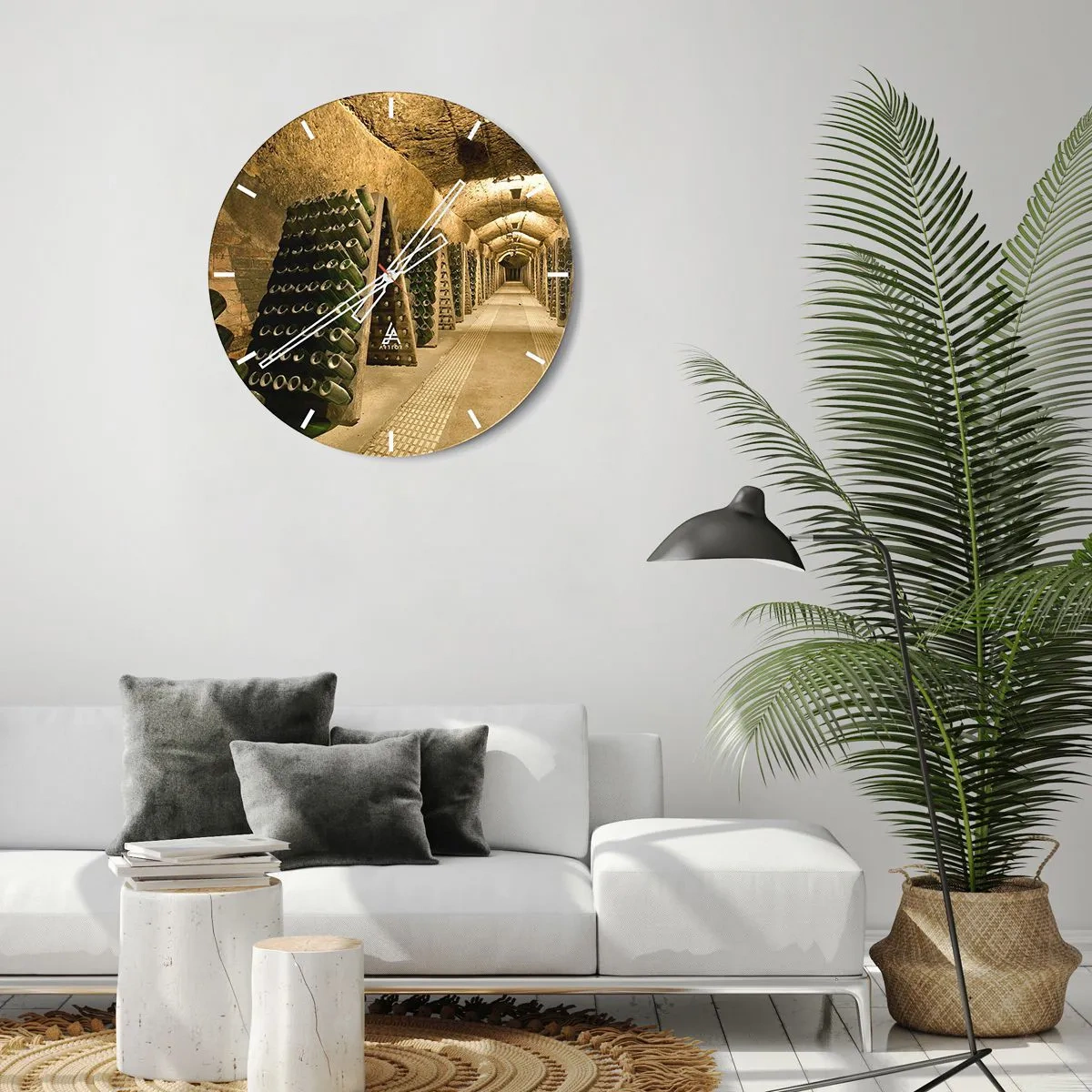Wall clock - Clock on glass - Birth of Taste - 40x40 cm