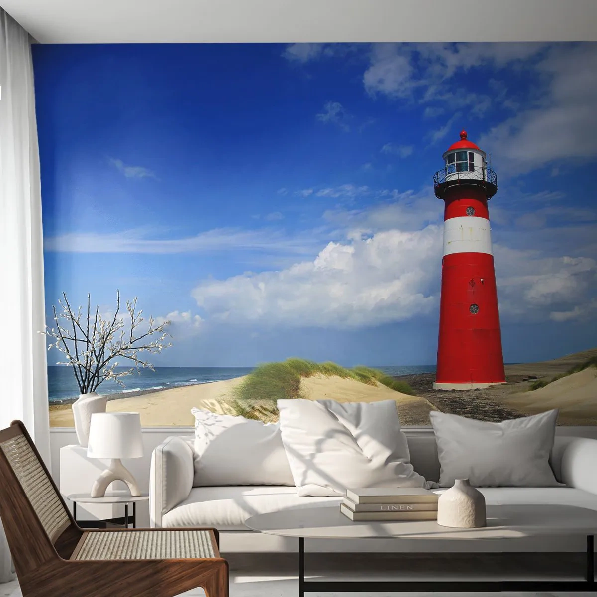 Self-Adhesive Photo Wallpaper Deluxe Sticker - Dreamlike Solitude - Landscape, Lighthouse, Netherlands - 250x175 cm