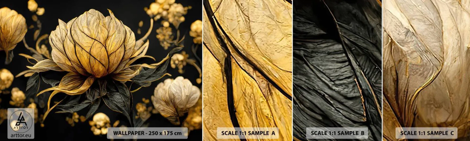 Photo Wallpaper Sample Self-Adhesive Deluxe Sticker - Subtle Fragility - Flower, Art Deco, Glamour - 100x30 cm