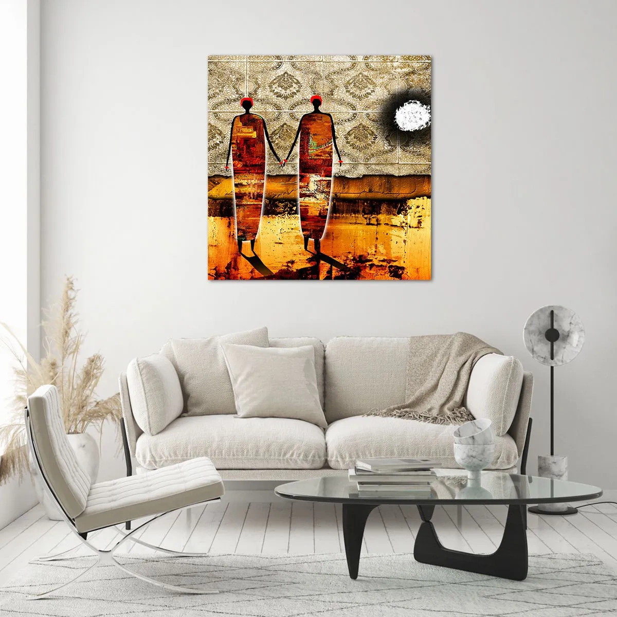 Glass picture - Ethnic Composition in the Colours of Africa - 30x30 cm