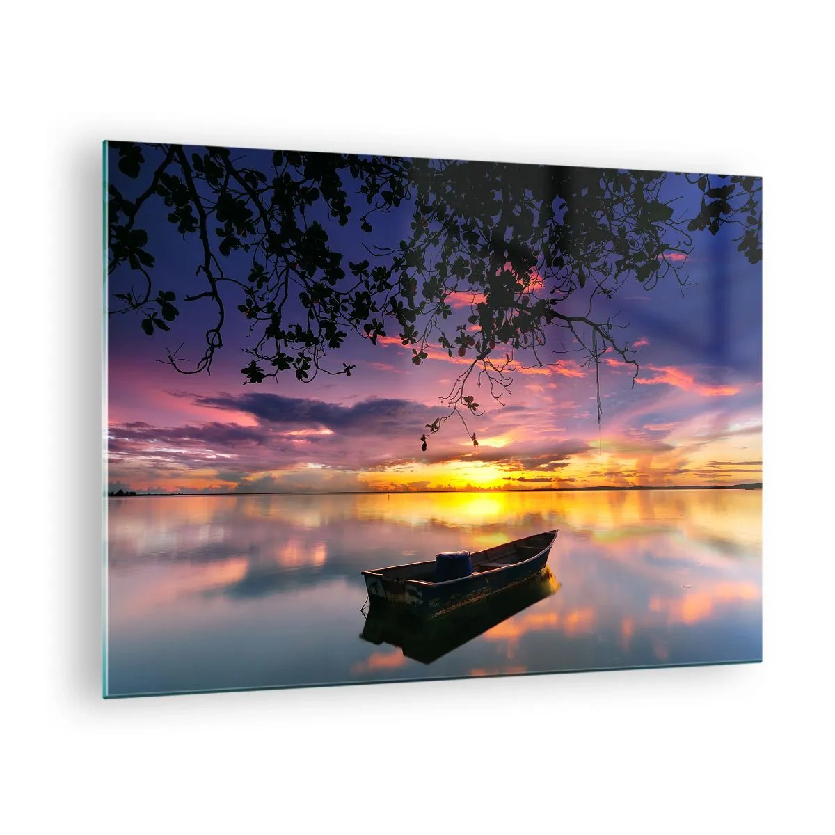 Glass picture - You seem to be hanging in the middle of a sky circle… - 70x50cm - Serenity of the Lake - Modern wall decoration for the living room and bedroom ARTTOR