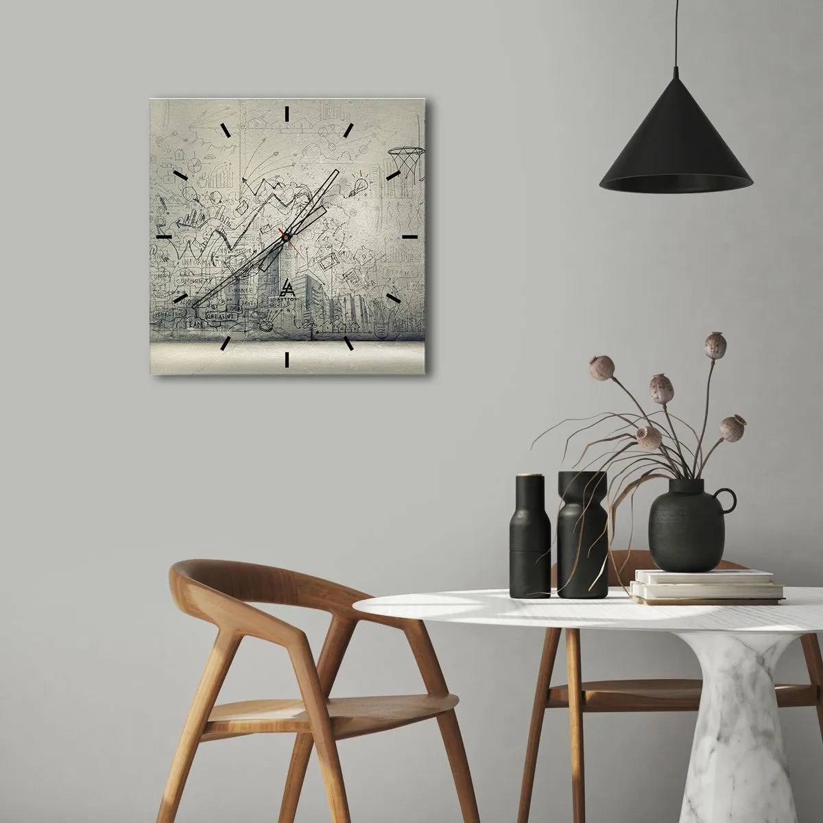 Wall clock - Clock on glass - My Wonderful City Life - 40x40 cm