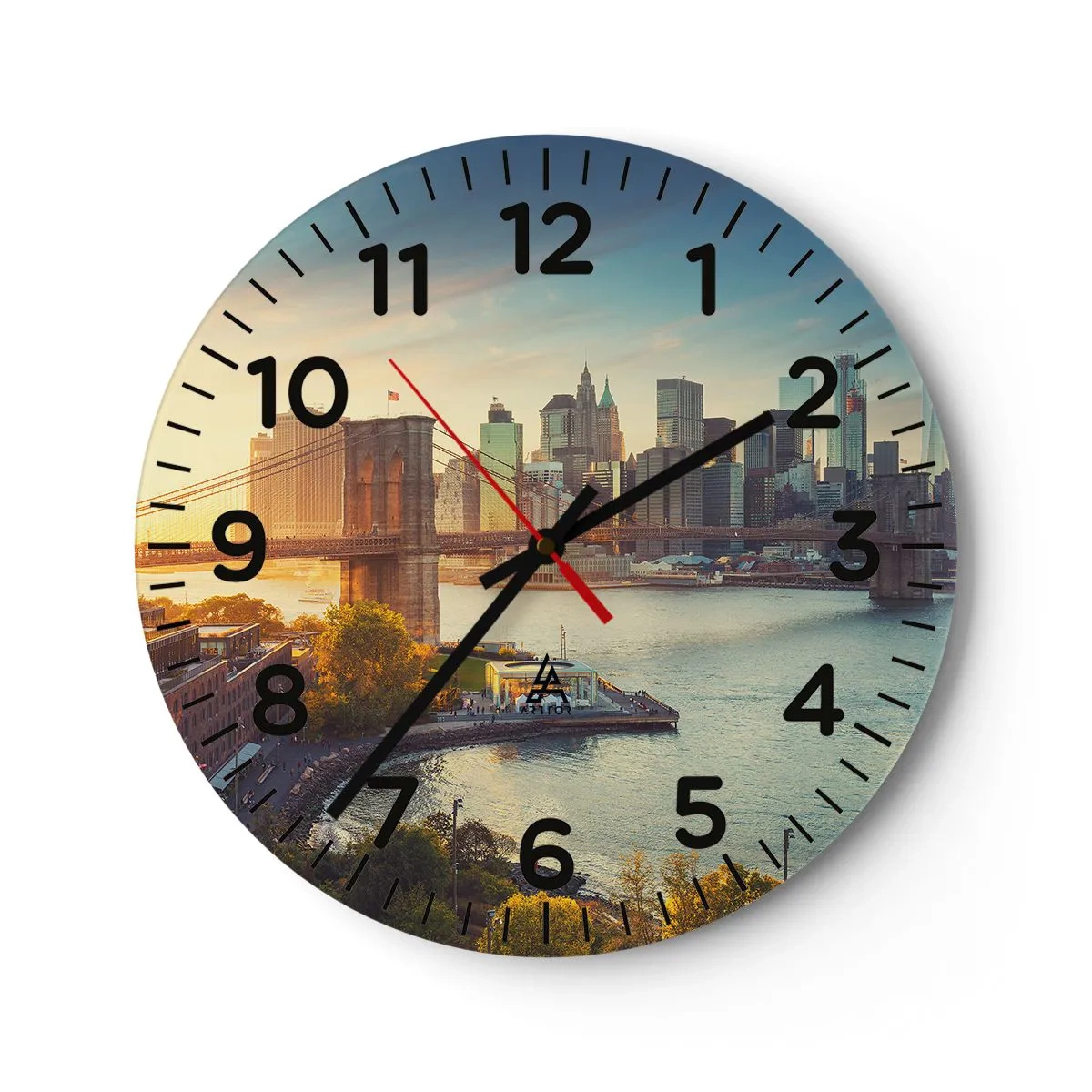 Wall clock - Clock on glass - Big City Dawn - 30x30 cm