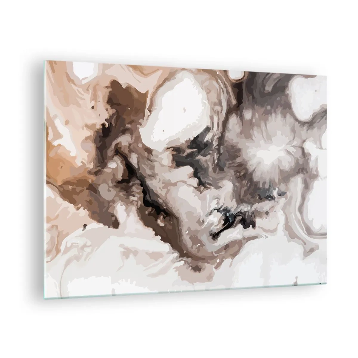 Glass picture - Abstract pattern in shades of brown, beige and white - 70x50cm - Birth of the Galaxy - Modern wall decoration for the living room and bedroom ARTTOR