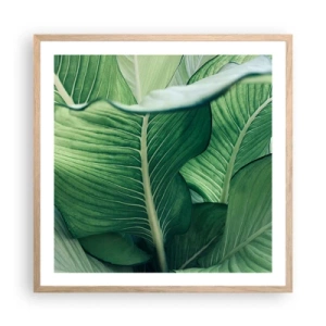 Poster in light oak frame - Life in Intense Green Colour - 60x60 cm