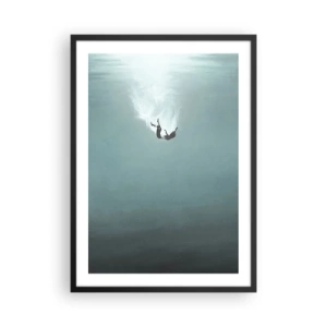 Poster in black frame - Silhouette of a man falling into the depths of the water - 50x70cm - In the Arms of the Ocean - Modern wall decoration for the living room and bedroom ARTTOR