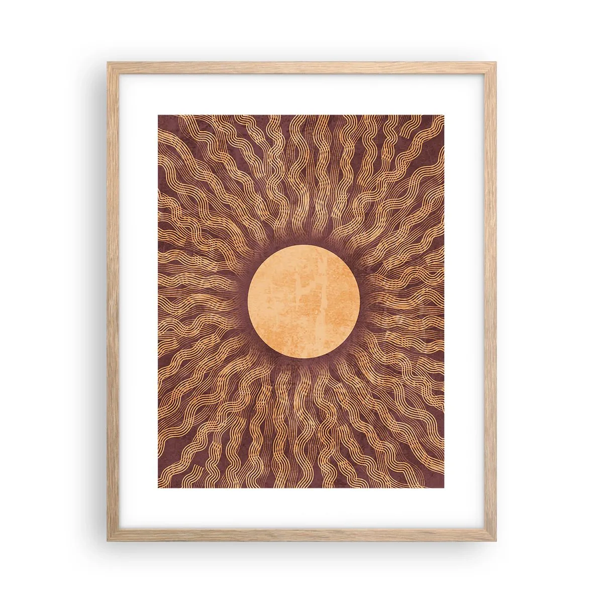 Poster in light oak frame - Sun Icon - 40x50 cm