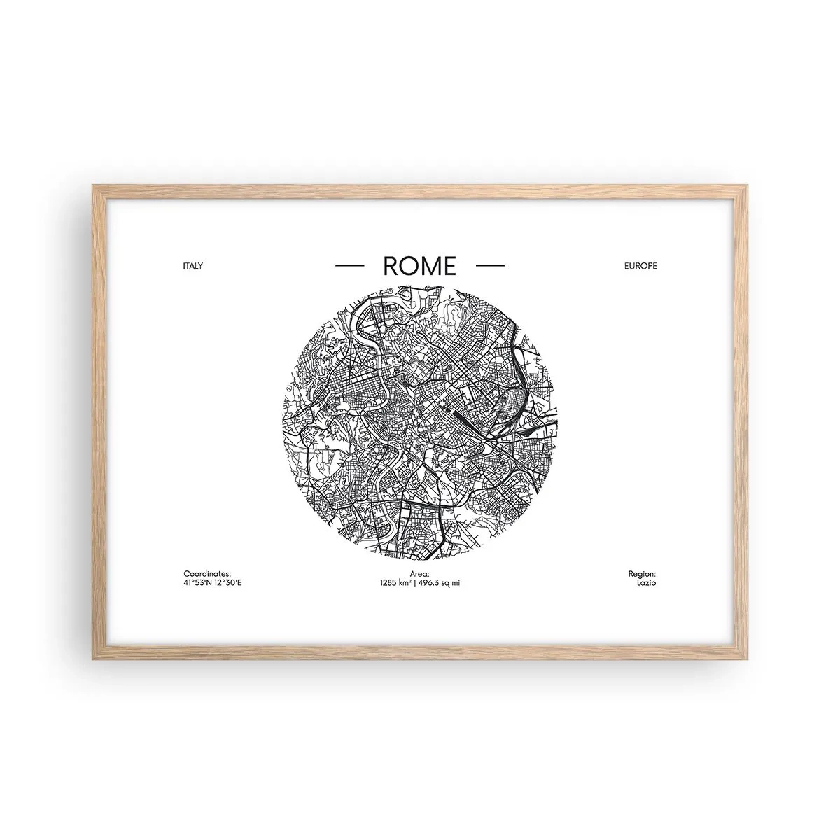 Poster in light oak frame - Anatomy of Rome - 70x50 cm