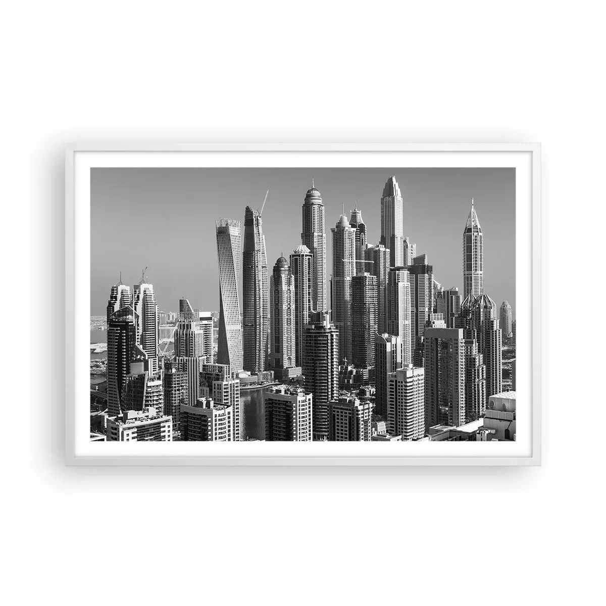 Poster in white frmae - City over a Desert - 91x61 cm