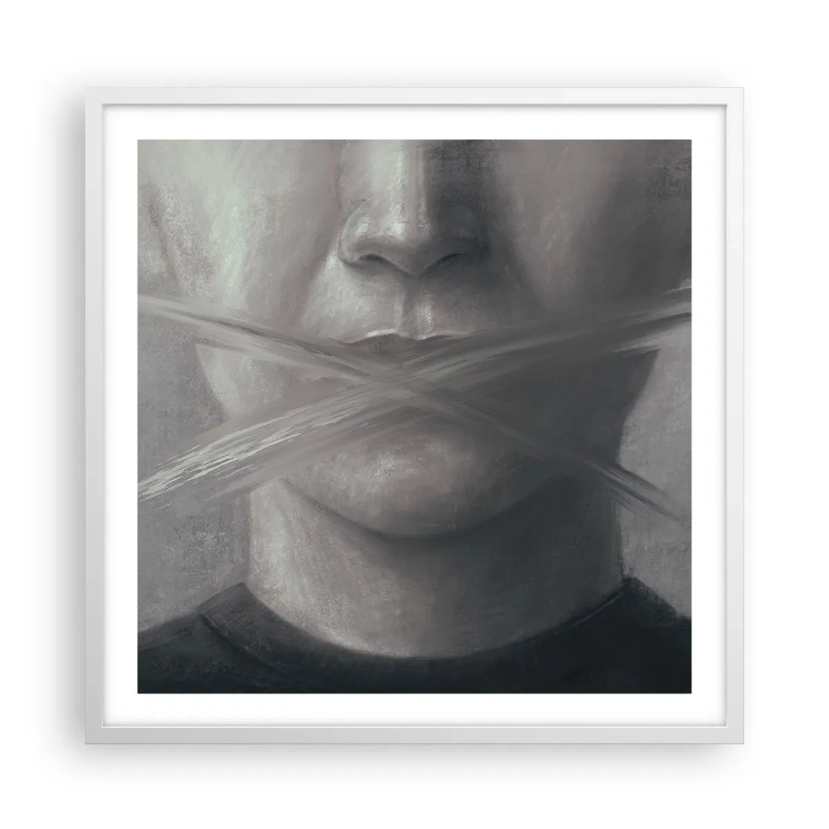 Poster in white frmae - Not a Word - 60x60 cm