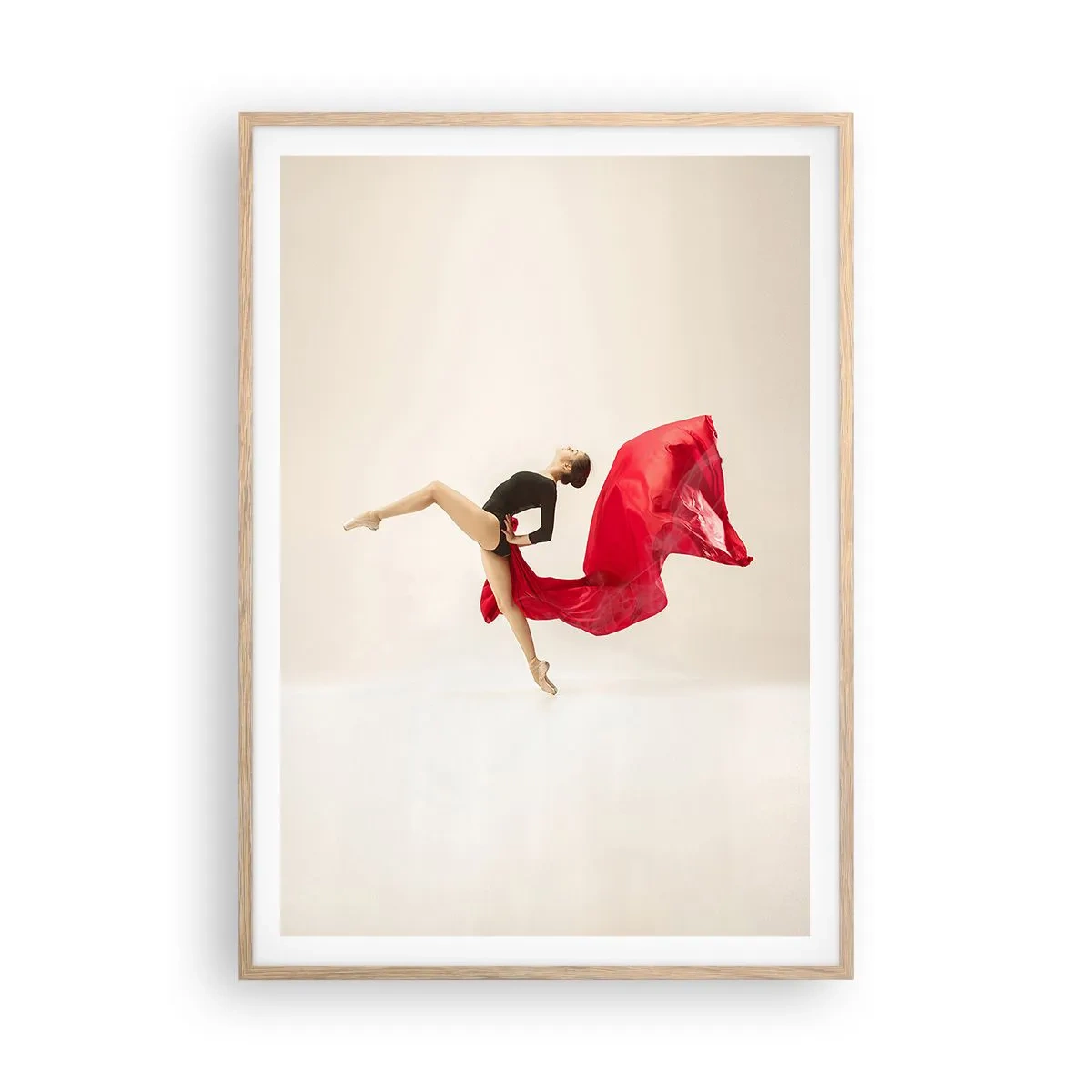 Poster in light oak frame - Red and Black - 70x100 cm