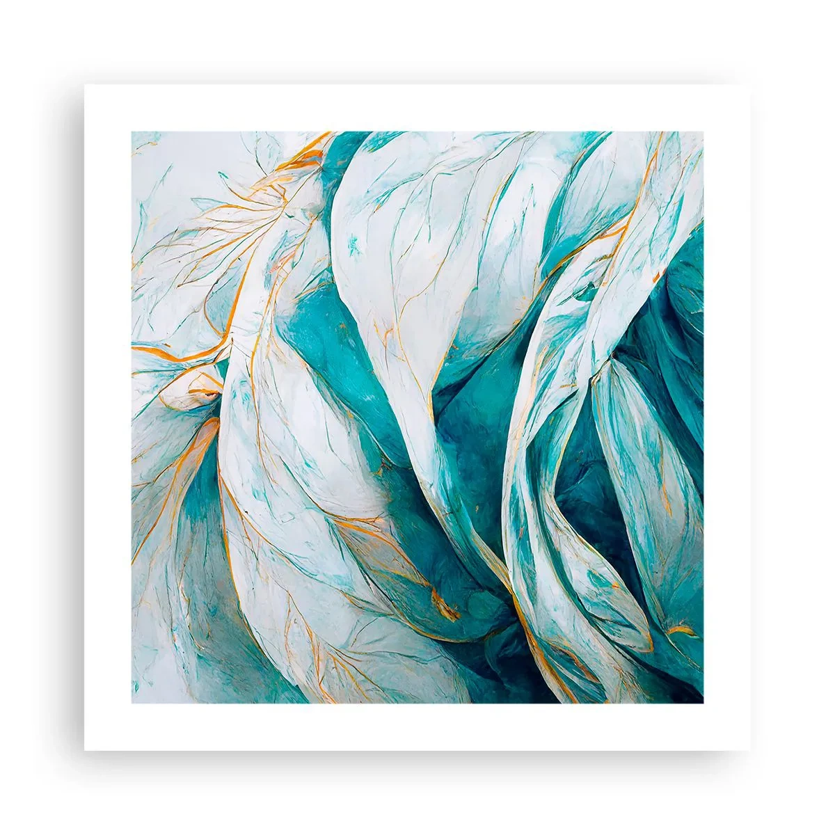 Poster - Blue Abstract with a Golden Motif - 50x50 cm