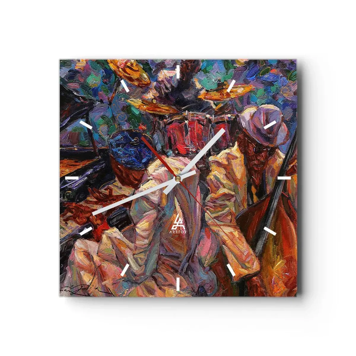 Wall clock - Clock on glass - In the Same Rhythm - 40x40 cm