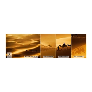 Photo Wallpaper Sample Self-Adhesive Deluxe Sticker - Caravan on the Waves of a Desert - Landscape, Africa, Desert - 100x30 cm