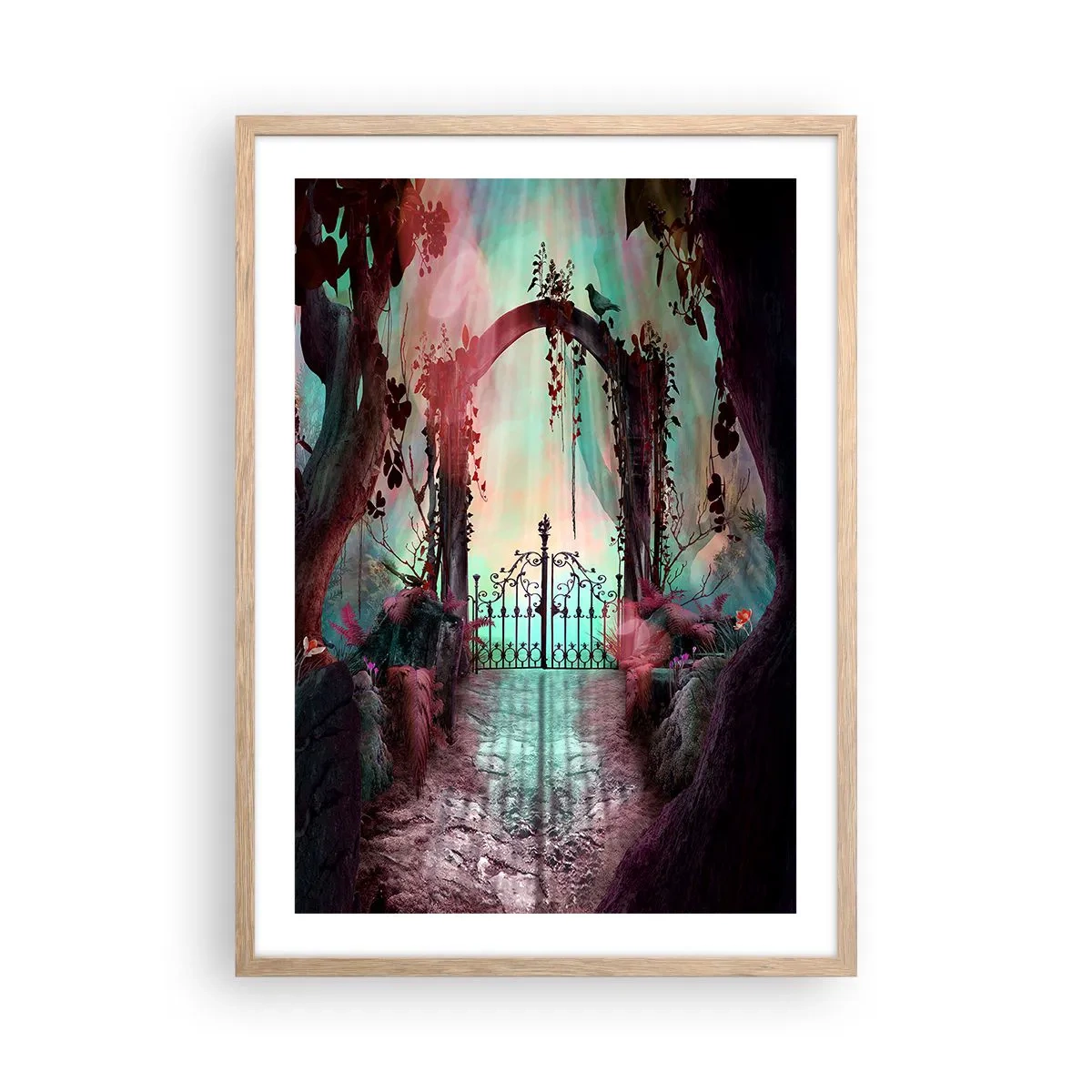 Poster in light oak frame - Secret Garden - 50x70 cm