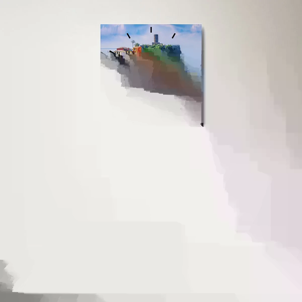 Wall clock - Clock on glass - Magical Mediterranean Town - 40x40 cm