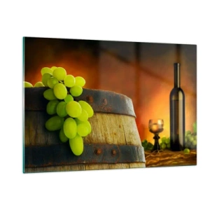 Glass picture - Still Life with a Bottle of Wine and a Bunch of Grapes - 120x80 cm