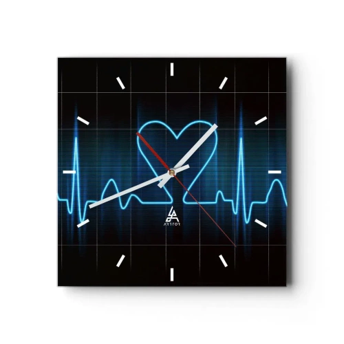 Wall clock - Clock on glass - In a Heartbeat - 40x40 cm